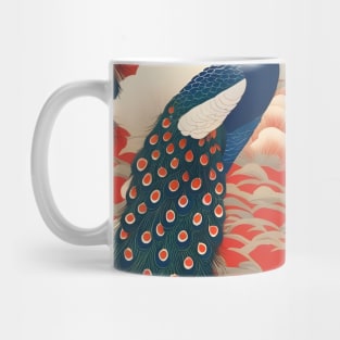 Japanese Kimono Pattern with Peacock Birds Mug